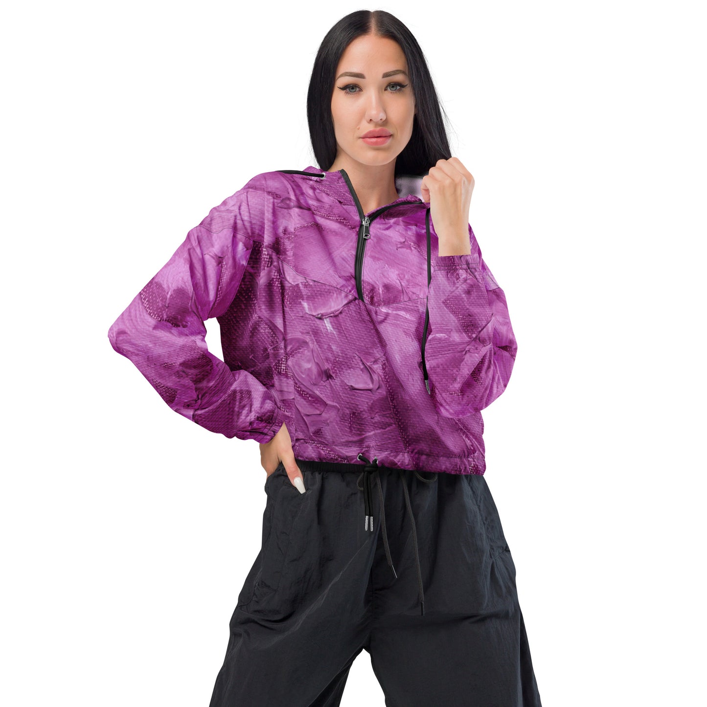 Ebonized Mulberry Women’s Cropped Windbreaker - FLAKOUT