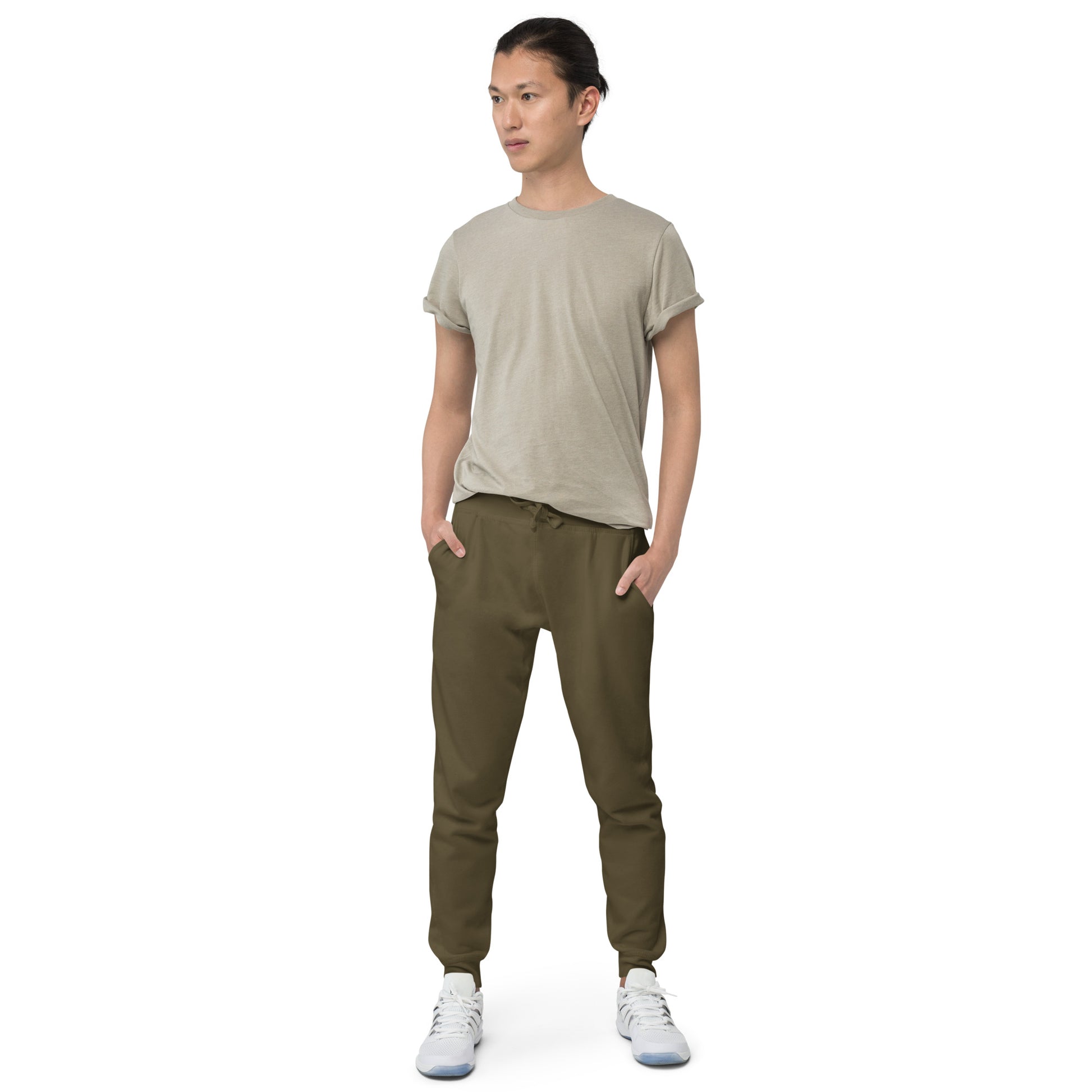 FLAKOUT Logo Back Leg Unisex Fleece Sweatpants - Military Green - FLAKOUT