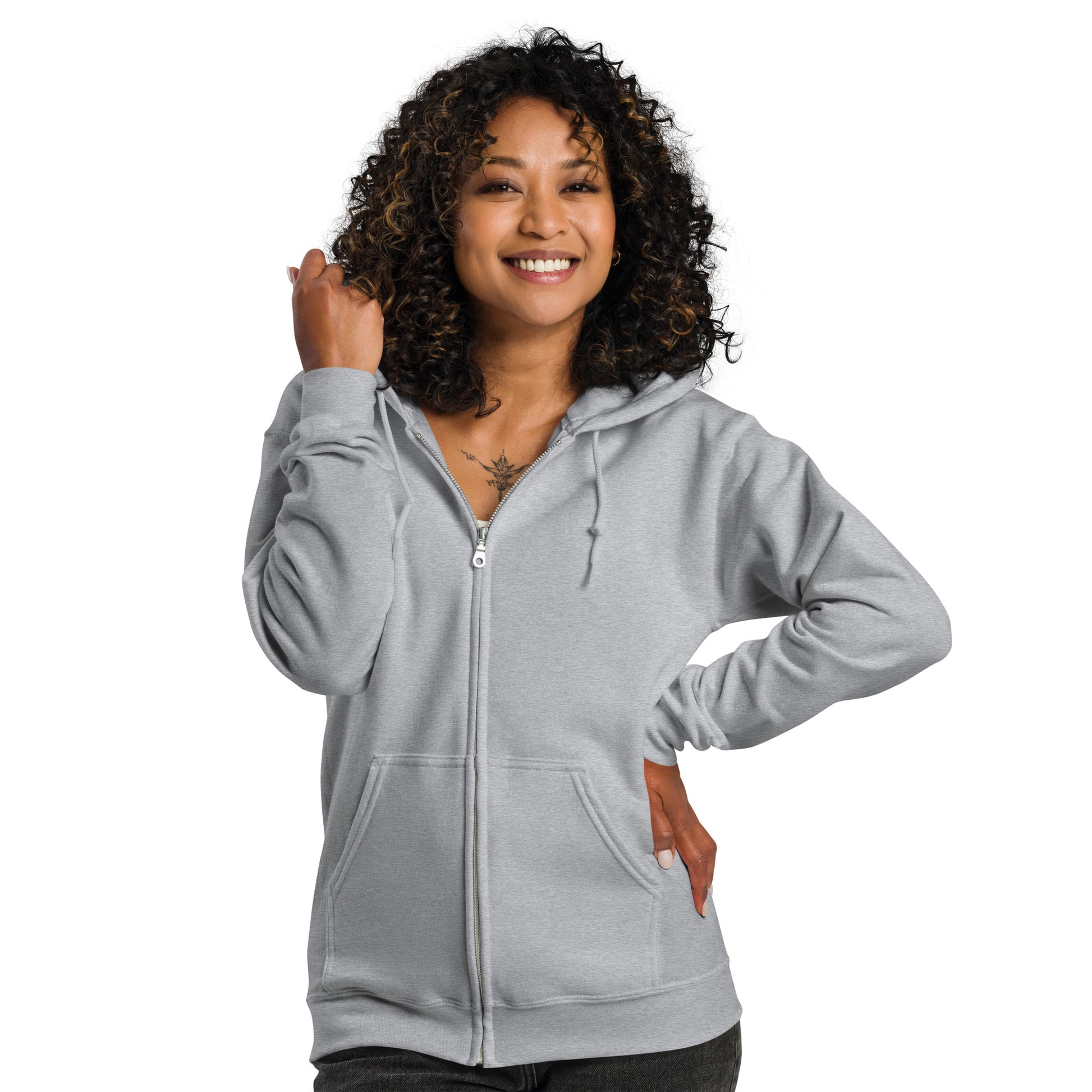 Celestial Heliacal Glow Heavy Harmony Fusion Zip Hoodie - Sport Grey - FLAKOUT