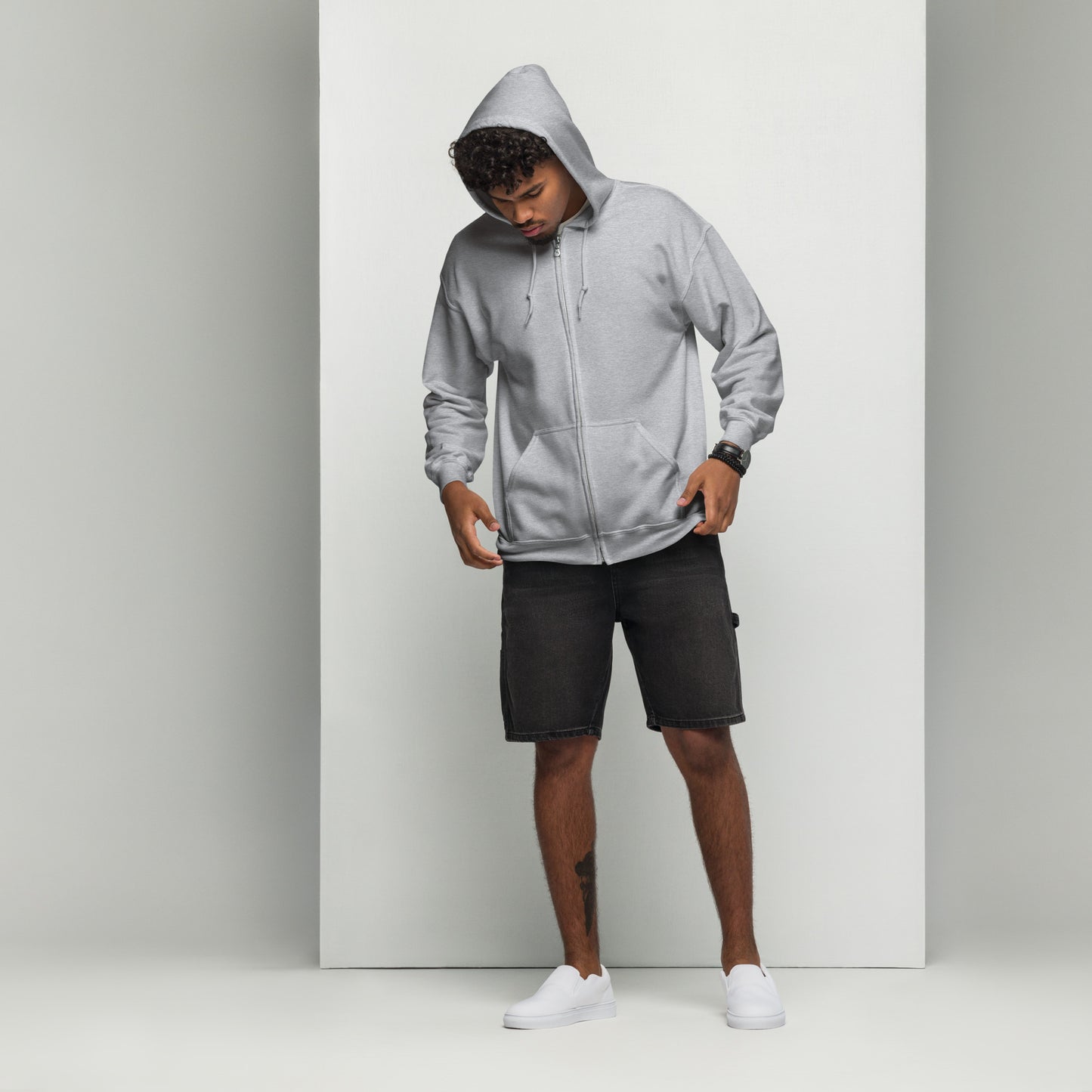 Celestial Heliacal Glow Heavy Harmony Fusion Zip Hoodie - Sport Grey - FLAKOUT