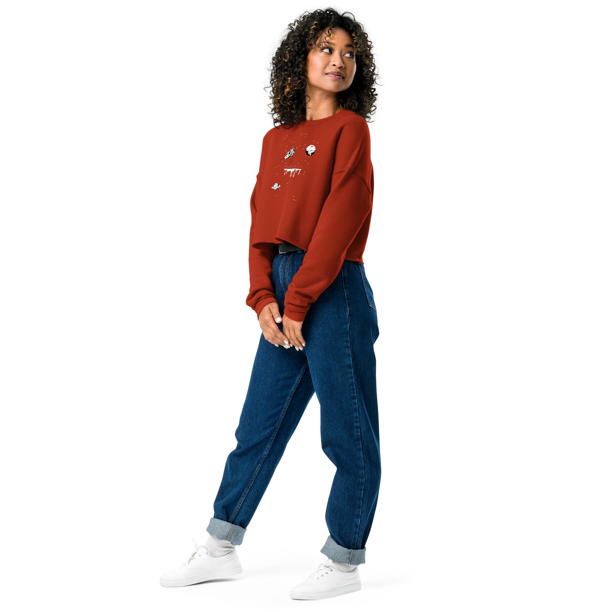 Astronaut Women's Crop Sweatshirt - Brick - FLAKOUT