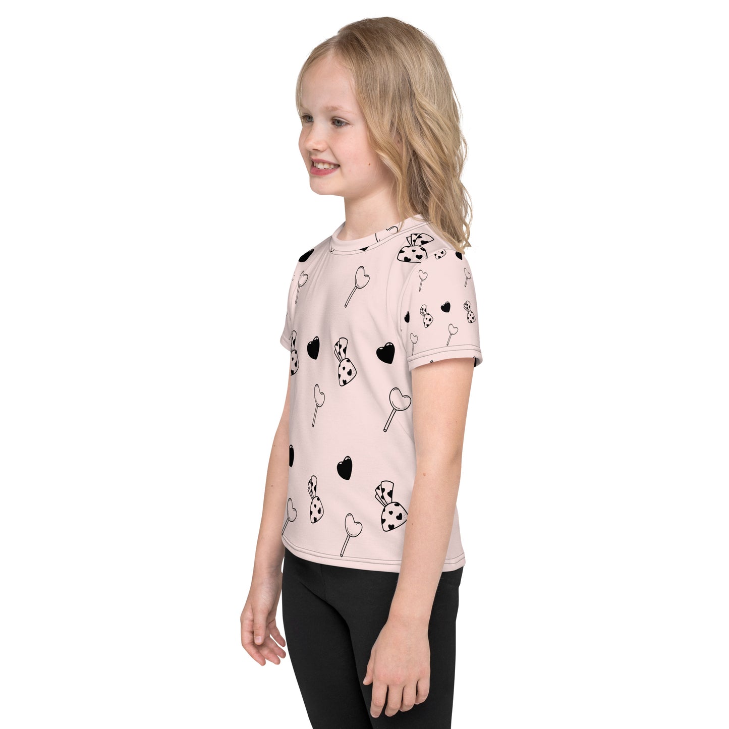 Girl's Crew Neck T-shirt Heart & Candy - FLAKOUT