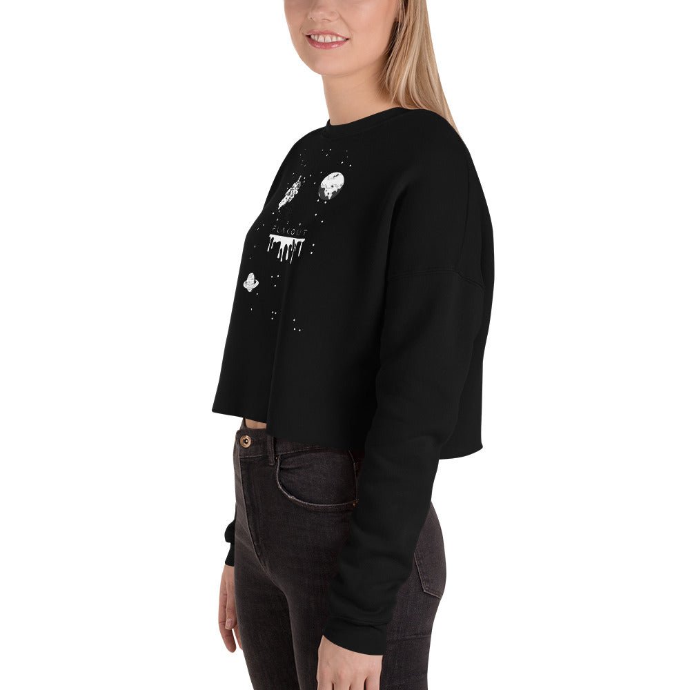 Astronaut Women's Crop Sweatshirt - Black - FLAKOUT